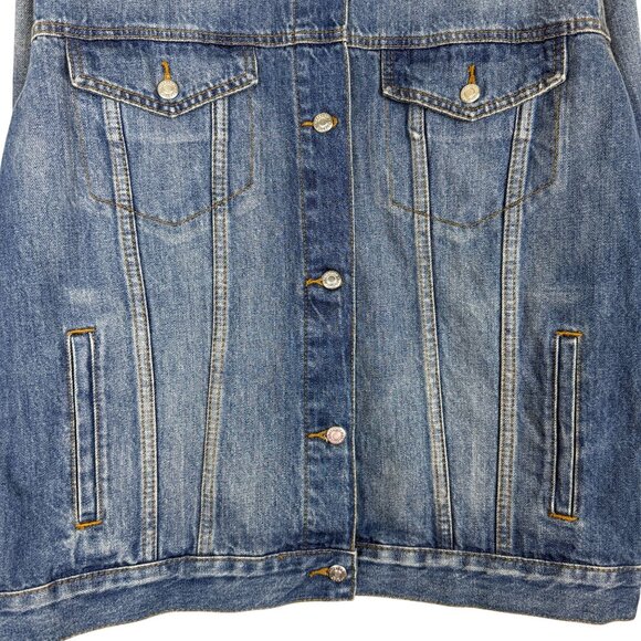 TTopshop Women's New Denim Dad Jacket US 4 (53" Bust) Oversized Button Up Cotton - Picture 3 of 16